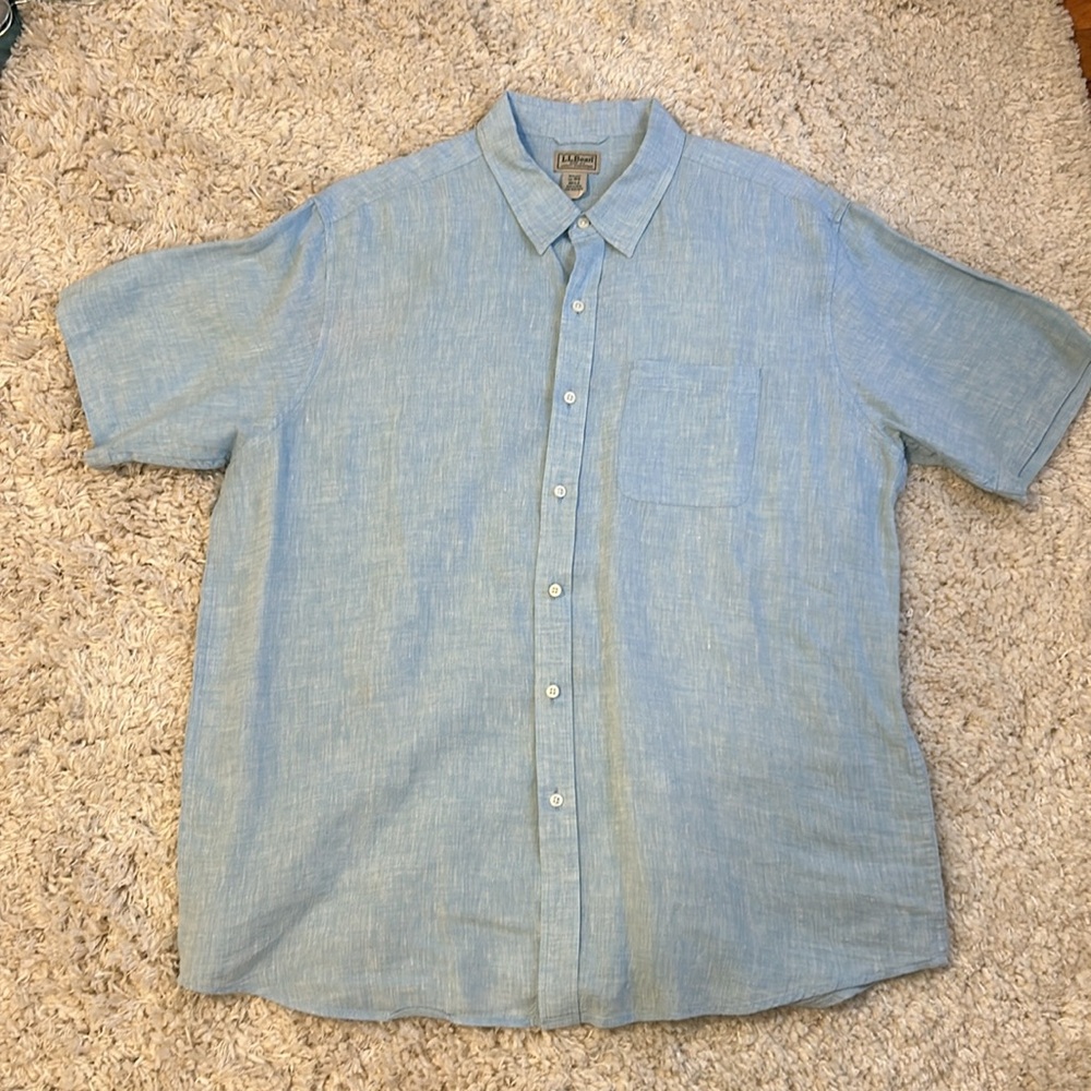 LL Bean short sleeve linen/cotton blend shirt